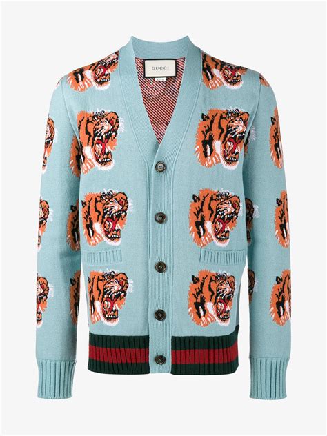 gucci tiger jacquard cardigan|gucci tiger clutch.